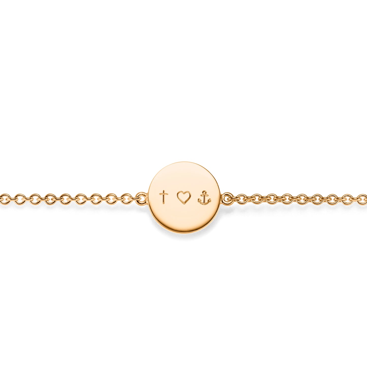 Armband mit Gravur Glaube Liebe Hoffnung aus Fairtrade Silber rosegold von jan Spille schmuck aus hamburg
