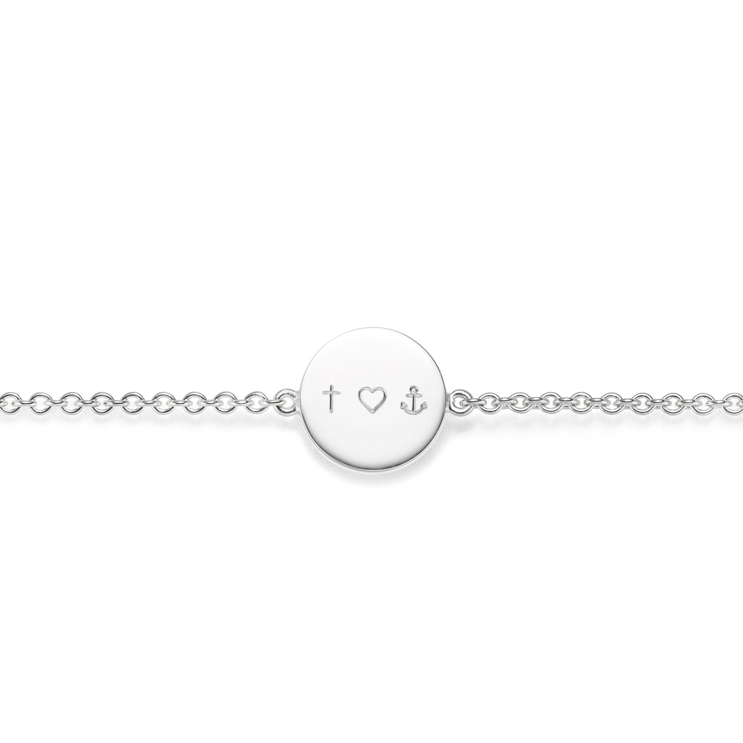 Zeitloses Armband mit Gravur Glaube Liebe Hoffnung aus Fairtrade Silber von jan Spille schmuck