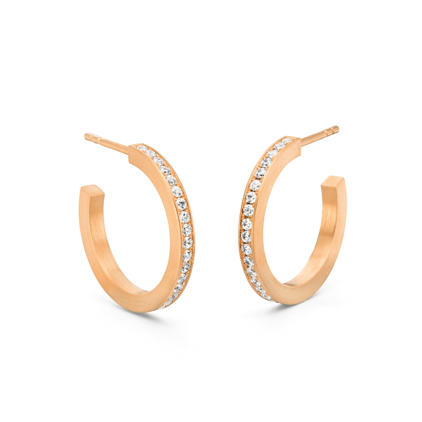 Pavé Creolen mit ethischen weissen diamanten in 750 kt Roségold Fairmined Eco