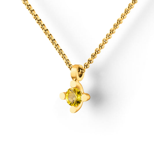Ceylon-Kettenanhänger: Kette aus Gold mit Gelber Saphir. 18kt Gelbgold von Jan Spille Schmuck