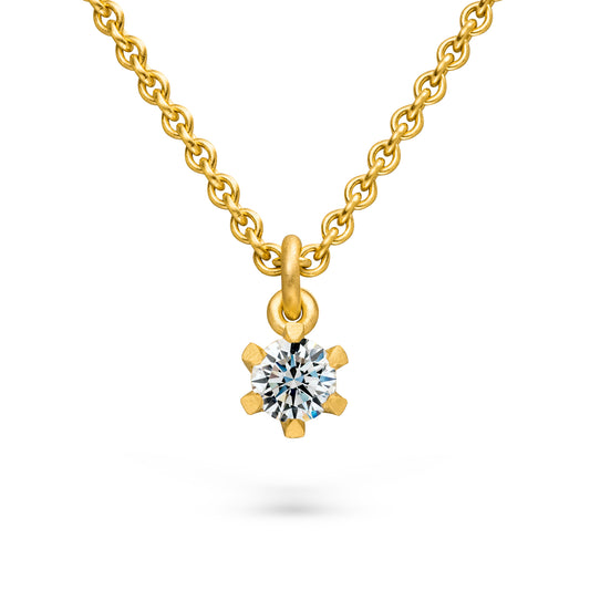Kettenanhänger Gold und ethischer Diamant, dreieckige Chaton Fassung Gelbgold