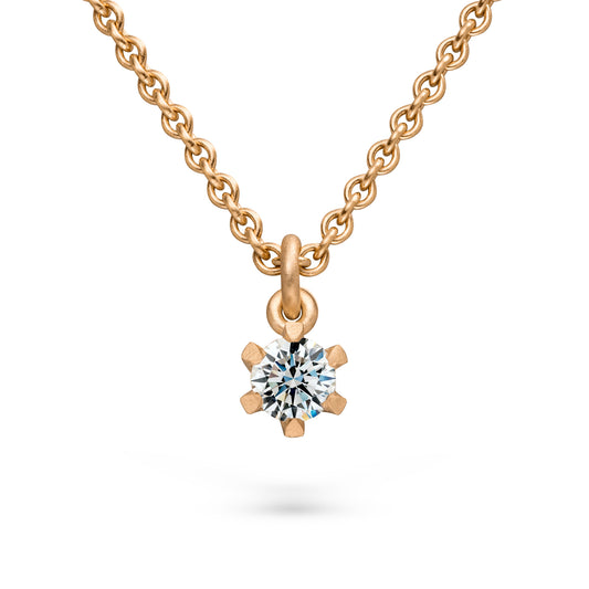 Kettenanhänger Gold und ethischer Diamant, dreieckige Chaton Fassung Roségold