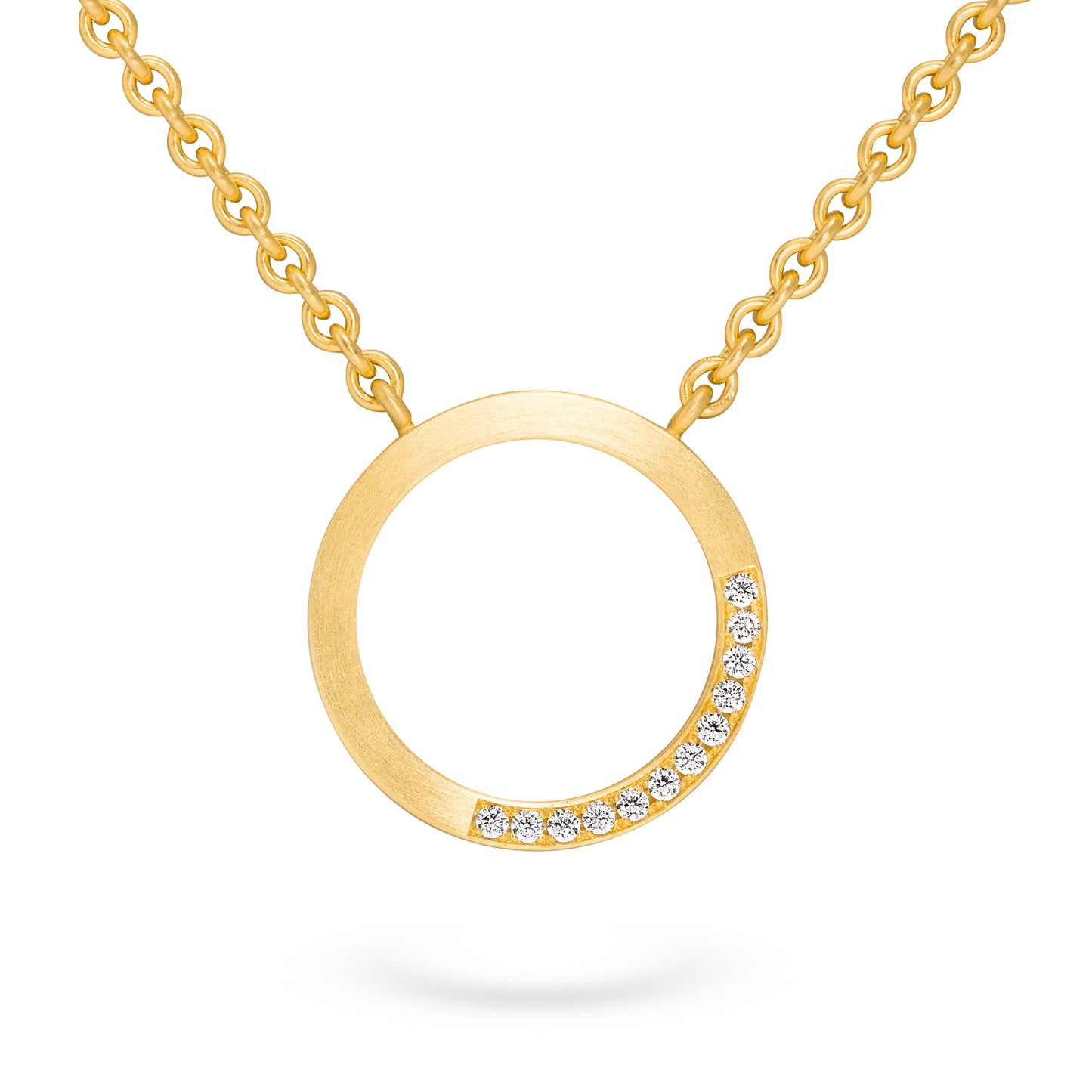 Kette mit Anhänger Gelbgold und ethischen Diamanten Pave Fassung