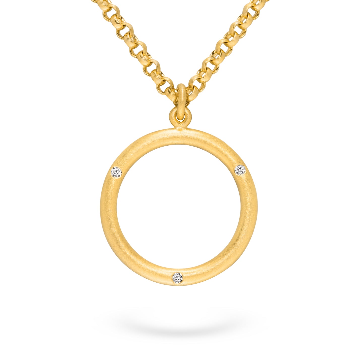 Kette und Runder Anhänger mit Ethischen Diamanten in 750 Gelbgold
