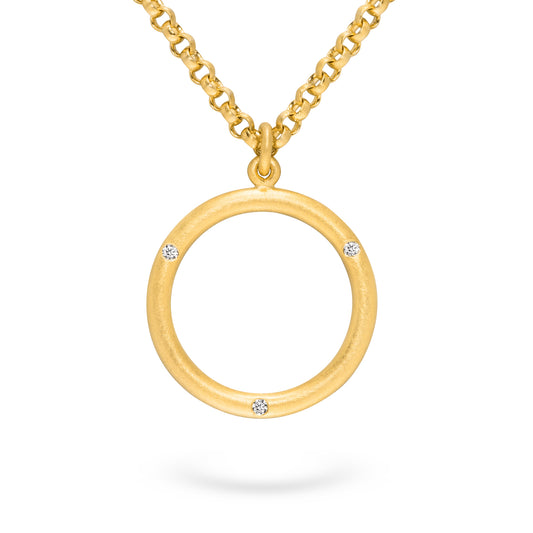 Kette und Runder Anhänger mit Ethischen Diamanten in 750 Gelbgold