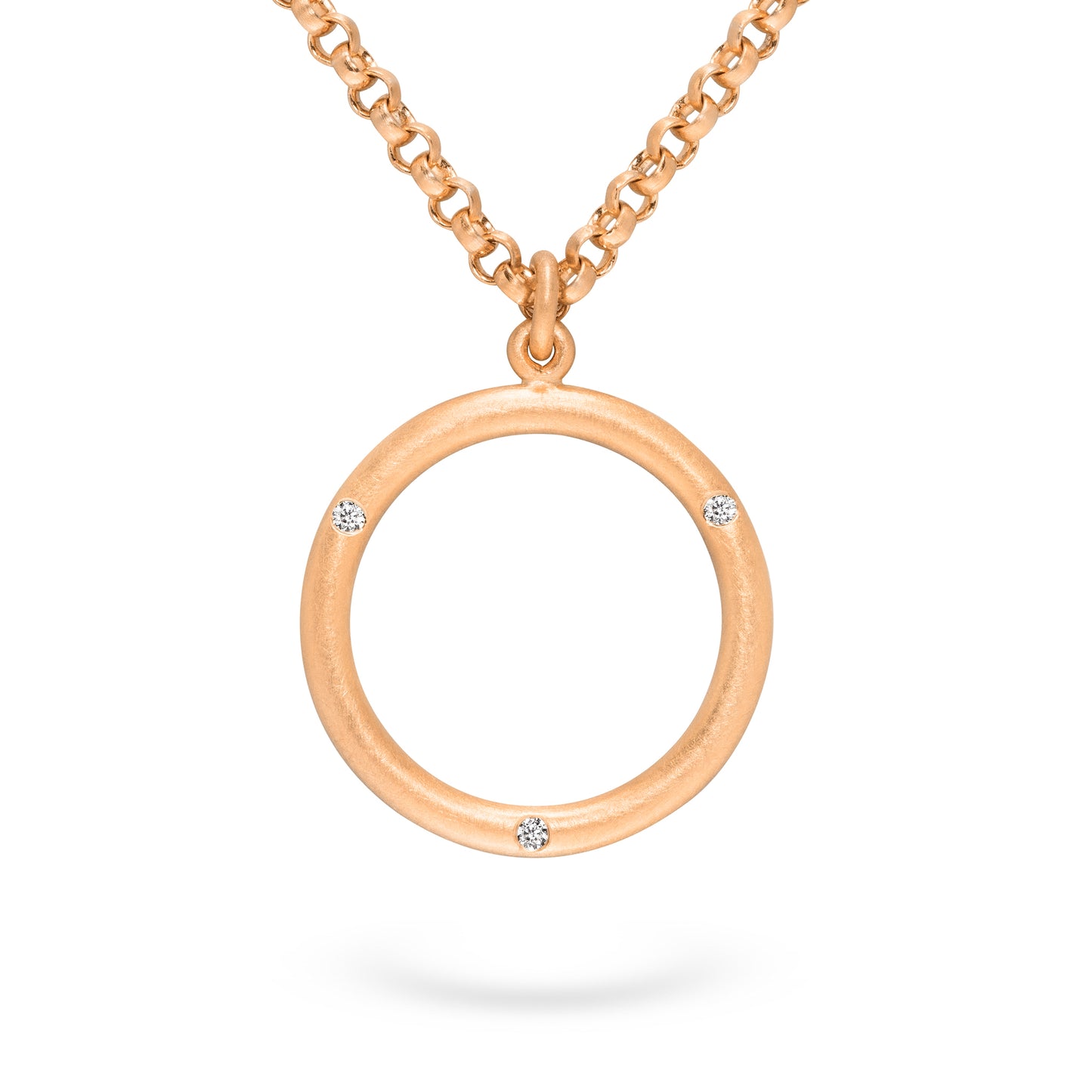 Kette und Runder Anhänger mit Ethischen Diamanten in 750 Roségold