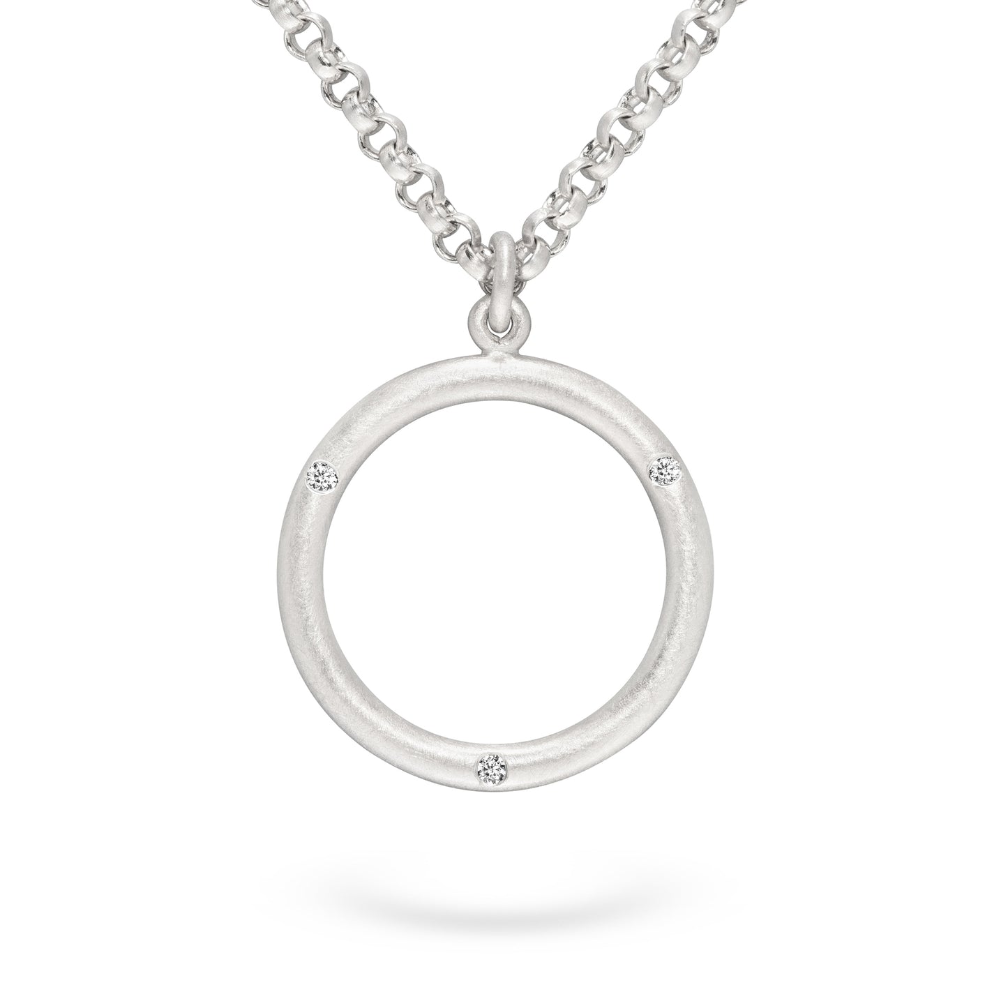 Kette und Runder Anhänger mit Ethischen Diamanten in 750 Weissgold