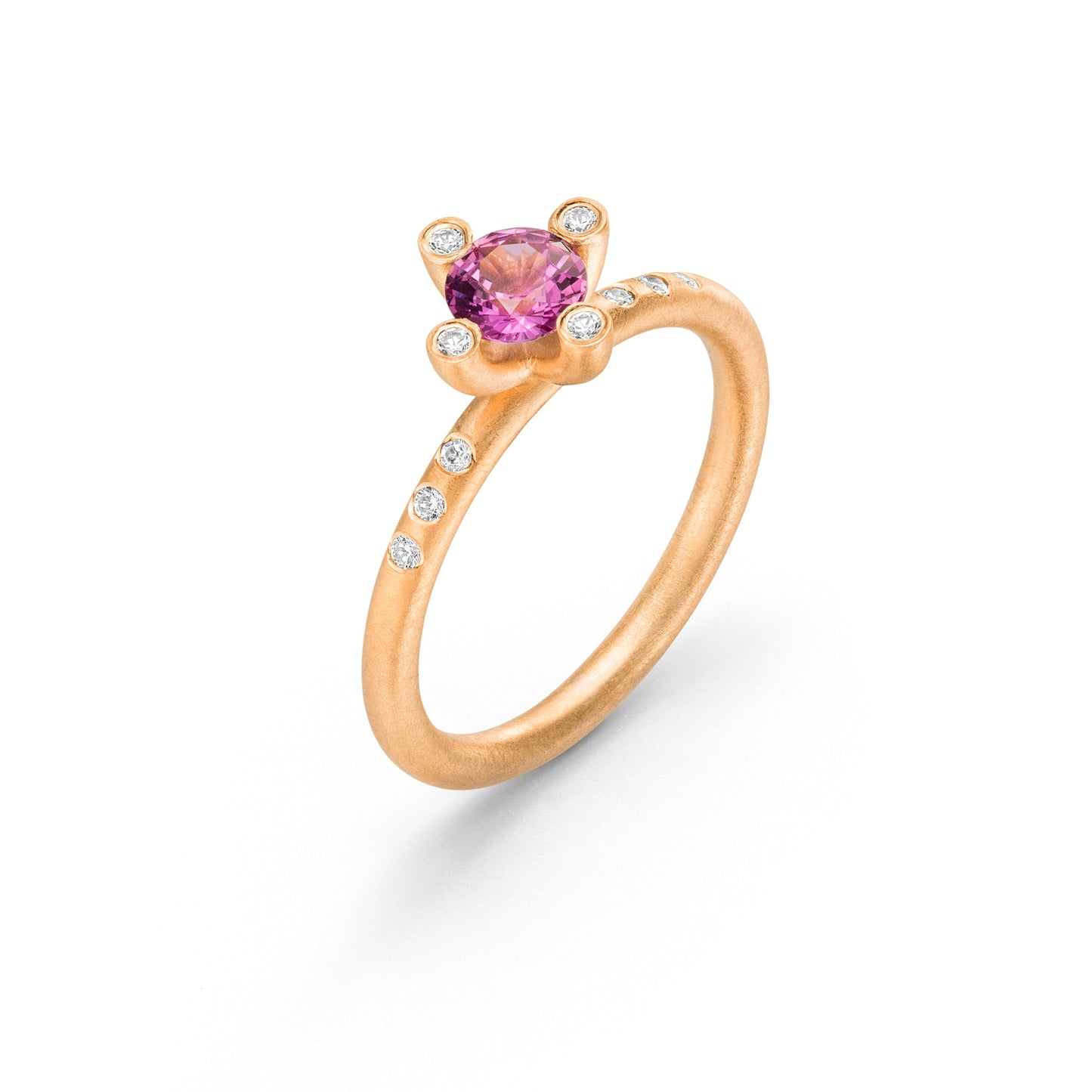 Ceylon Verlobungsring Rosa Saphir mit leuchtend pinkem Saphir – nachhaltiger Goldschmuck für besondere Momente