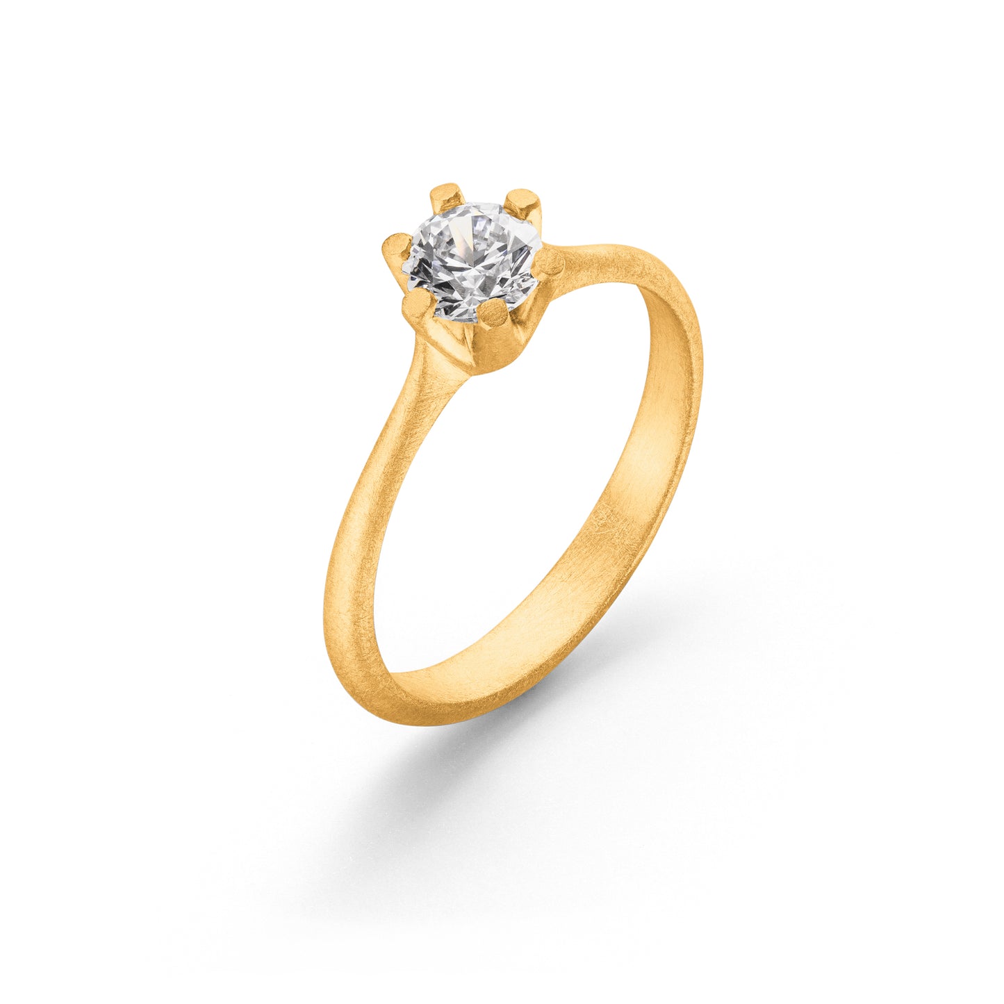 Verlobungsringe der Chaton-Kollektion in 18 kt Gelbgold mit Diamant von Jan Spille Hamburg
