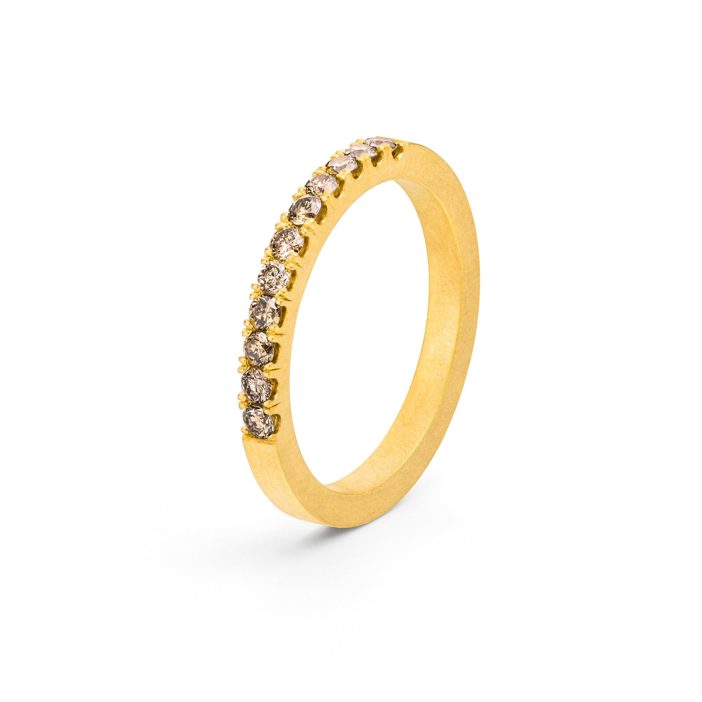 Verlobungsring bestellen online shop Fischgrät champagner diamanten in Gelbgold von Jan Spille