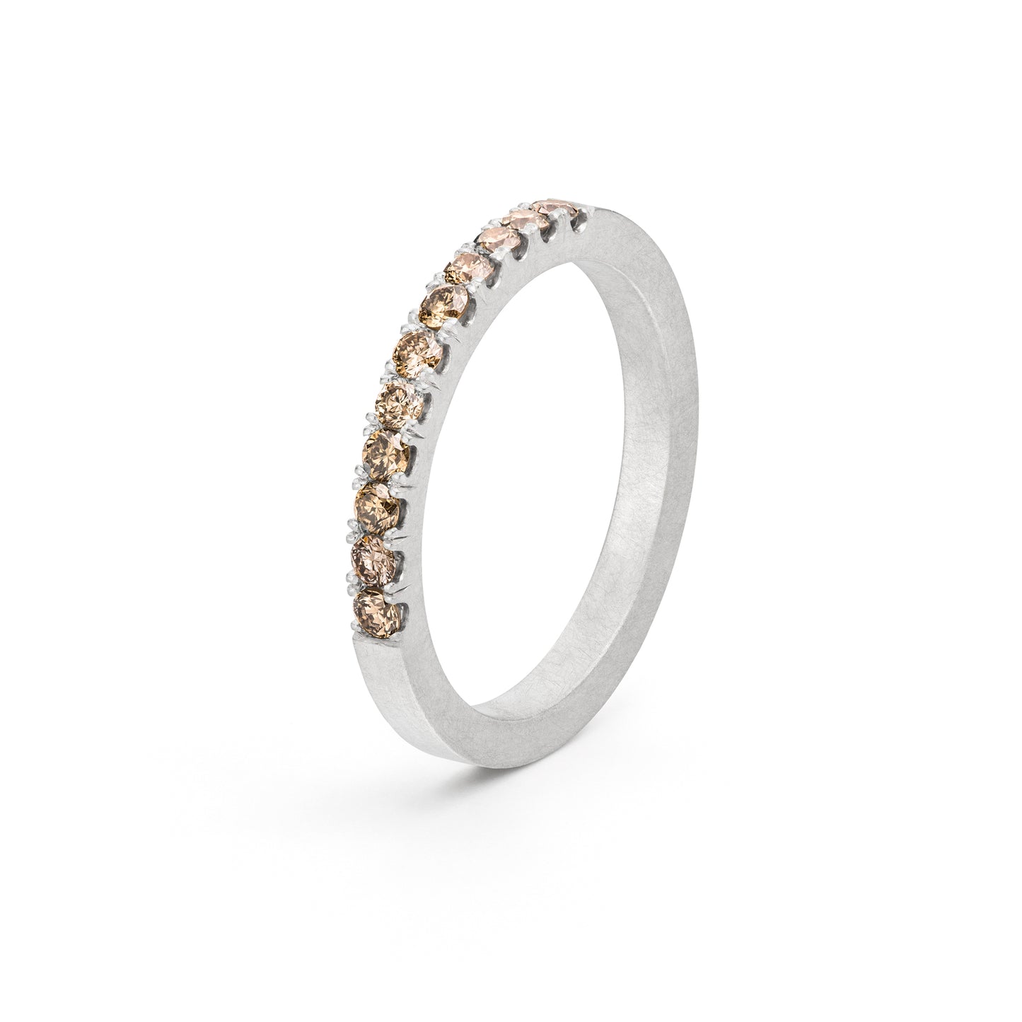 Verlobungsring bestellen online shop Fischgrät champagner diamanten in Weissgold von Jan Spille