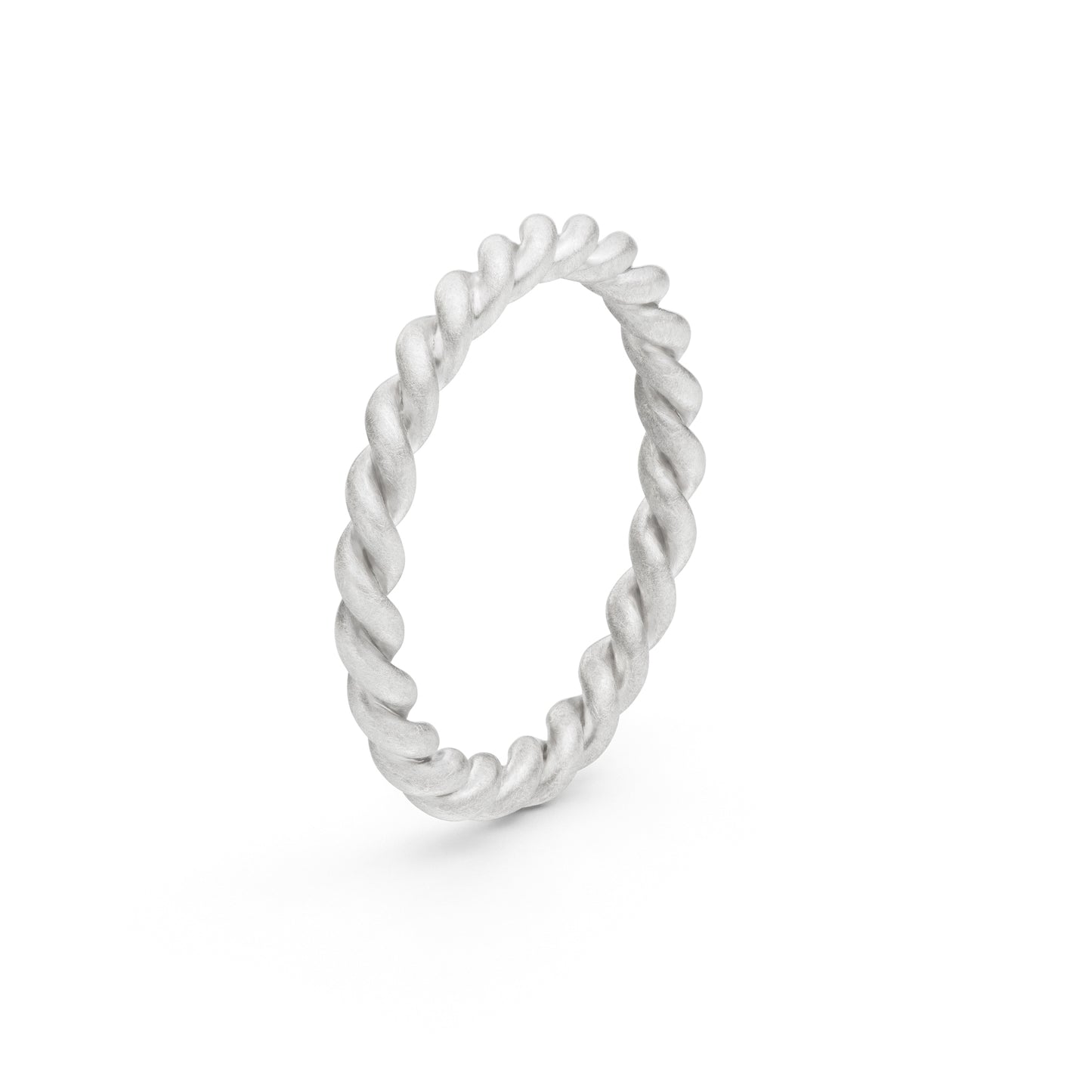 silberner ring geflochten aus weißgold und matt in kordel optik jan spille nachhaltiger schmuck