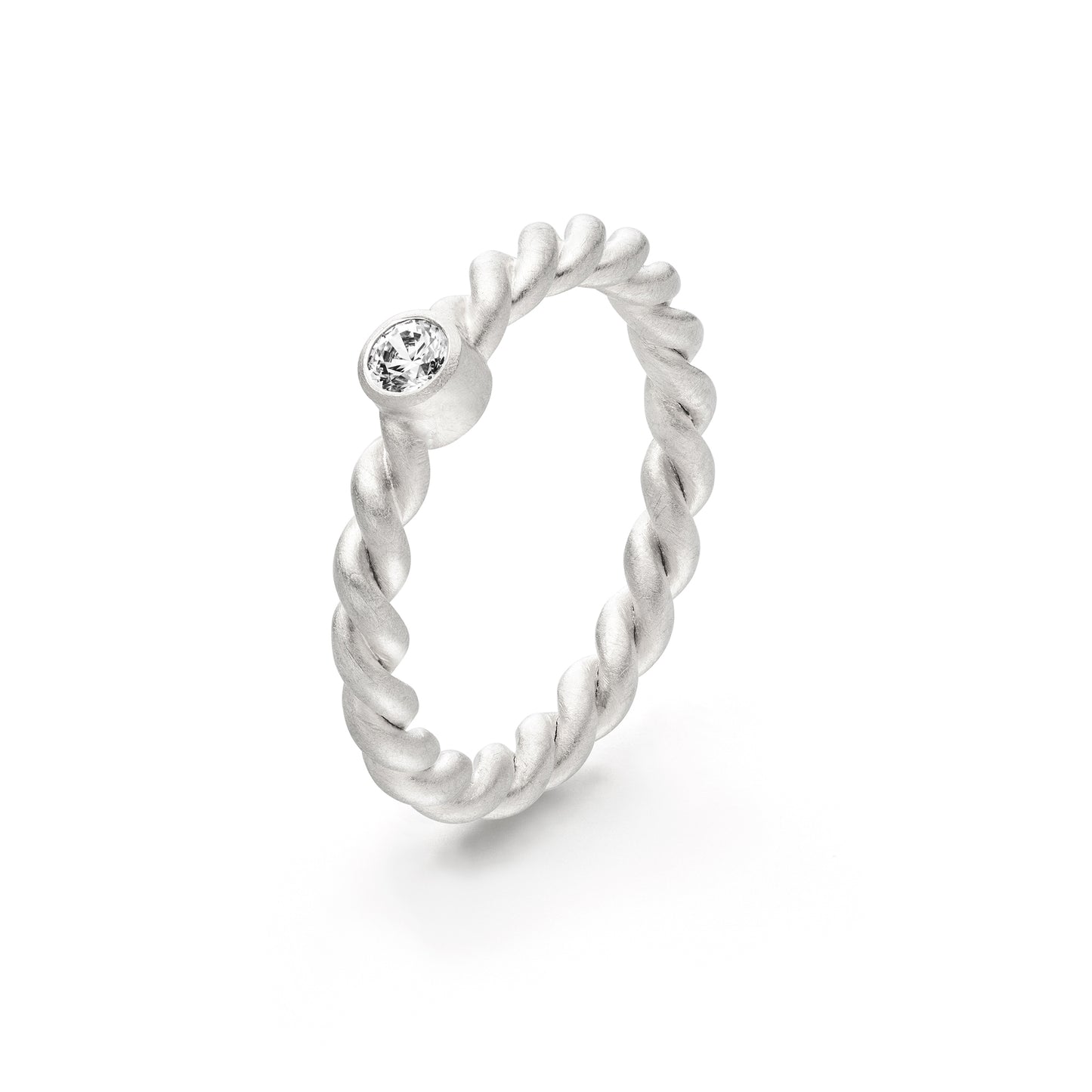 geflochtener weißgold ring mit diamant aus gold von jan spille fairtrade