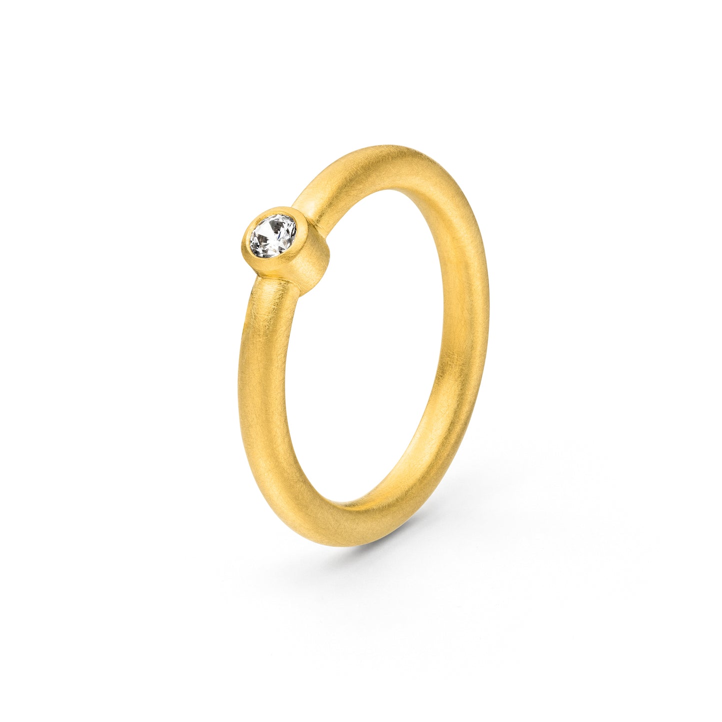 Goldring mit Diamant runde Form Gelbgold