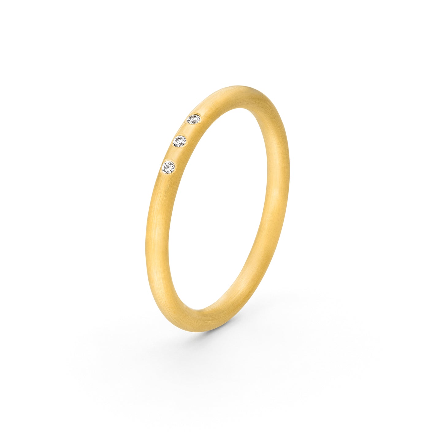 Runder Ring mit ethischen Diamanten unisex aus 18 k Gelbgold