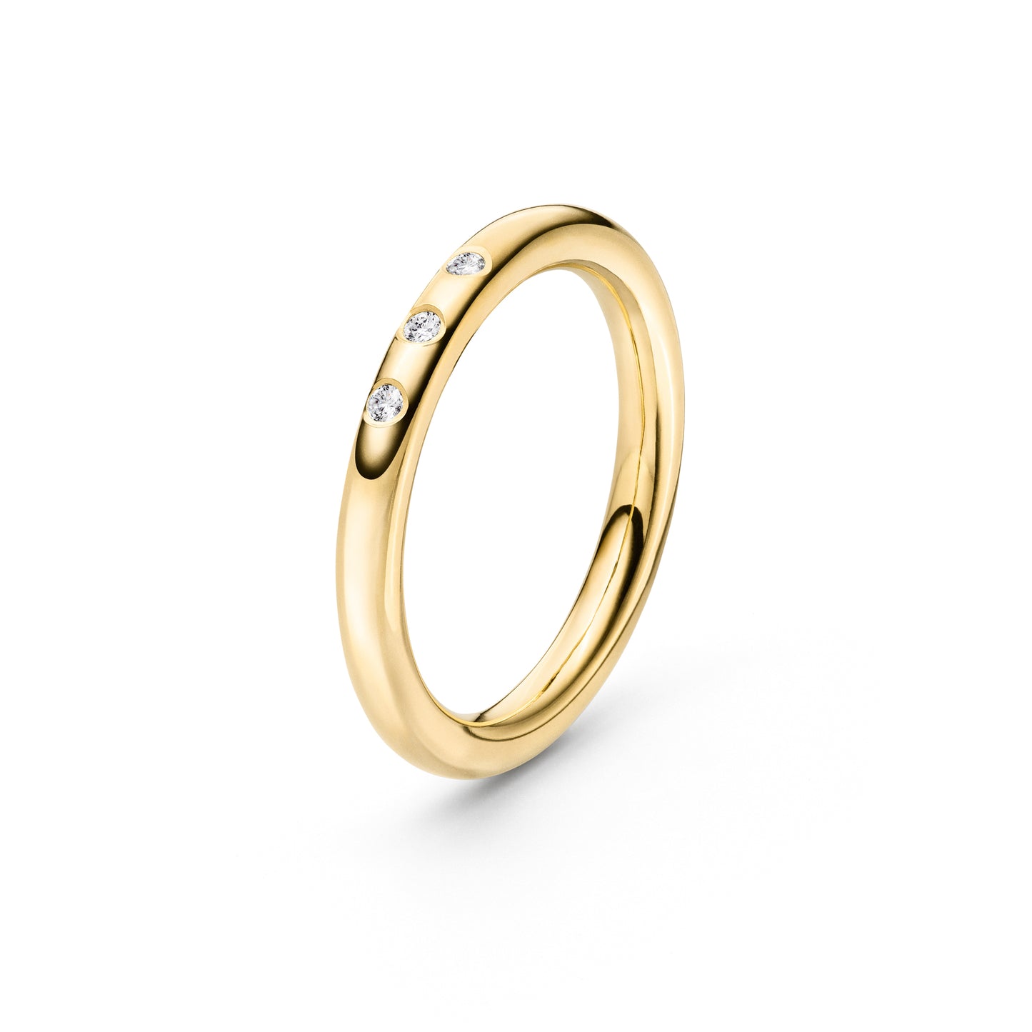 Runder Goldring mit ethischen Diamanten aus Fairtrade Gold in 750 Gelbgold