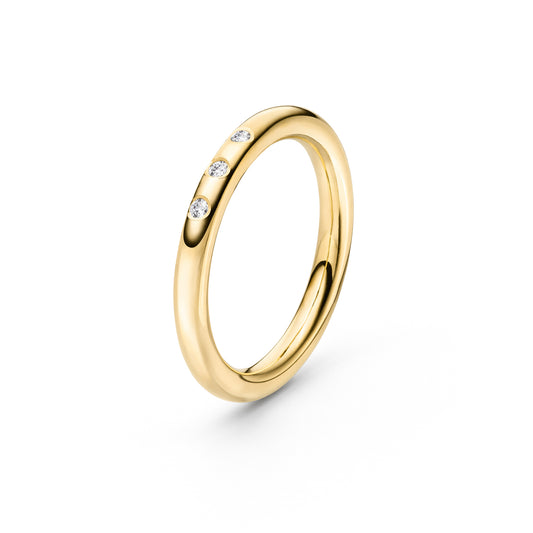 Runder Goldring mit ethischen Diamanten aus Fairtrade Gold in 750 Gelbgold