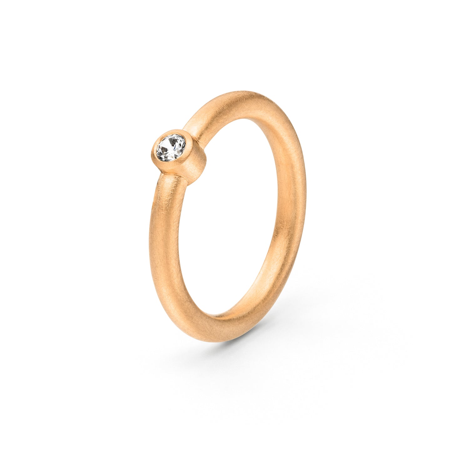 Goldring mit Diamant runde Form Roségold
