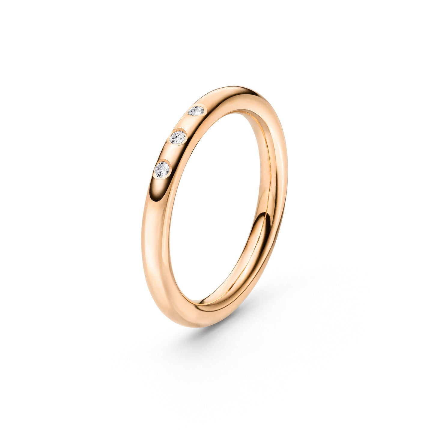 Runder Goldring mit ethischen Diamanten aus Fairtrade Gold in 750 Roségold