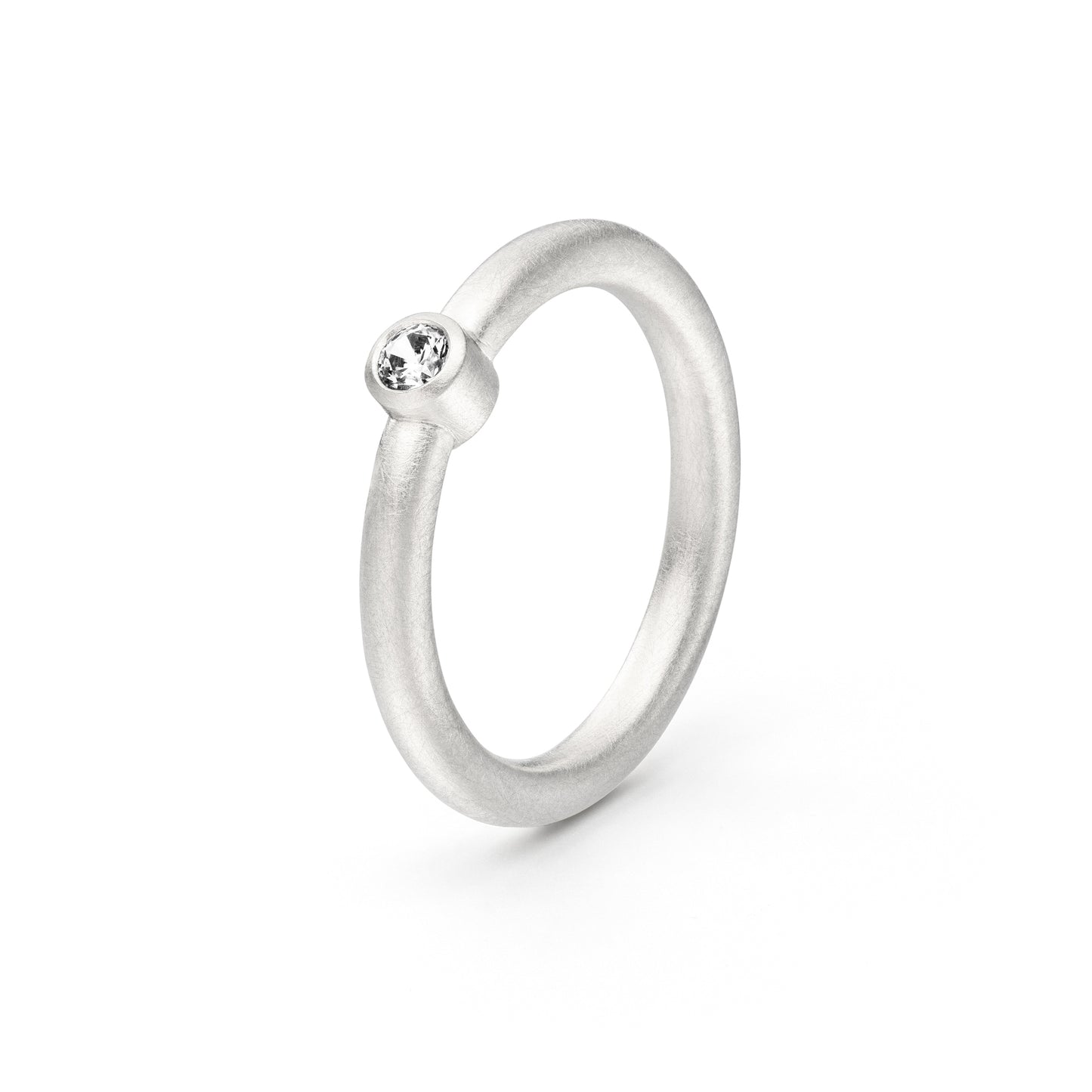 Goldring mit Diamant runde Form Weissgold