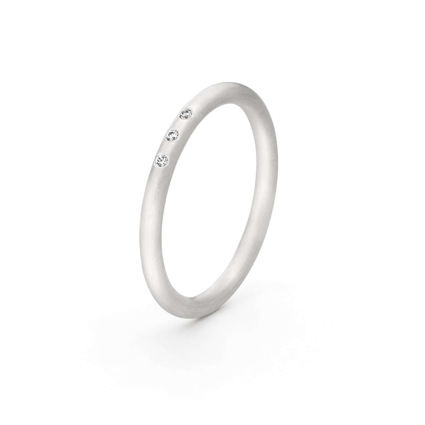 Runder Ring mit ethischen Diamanten unisex aus 18 k weissgold