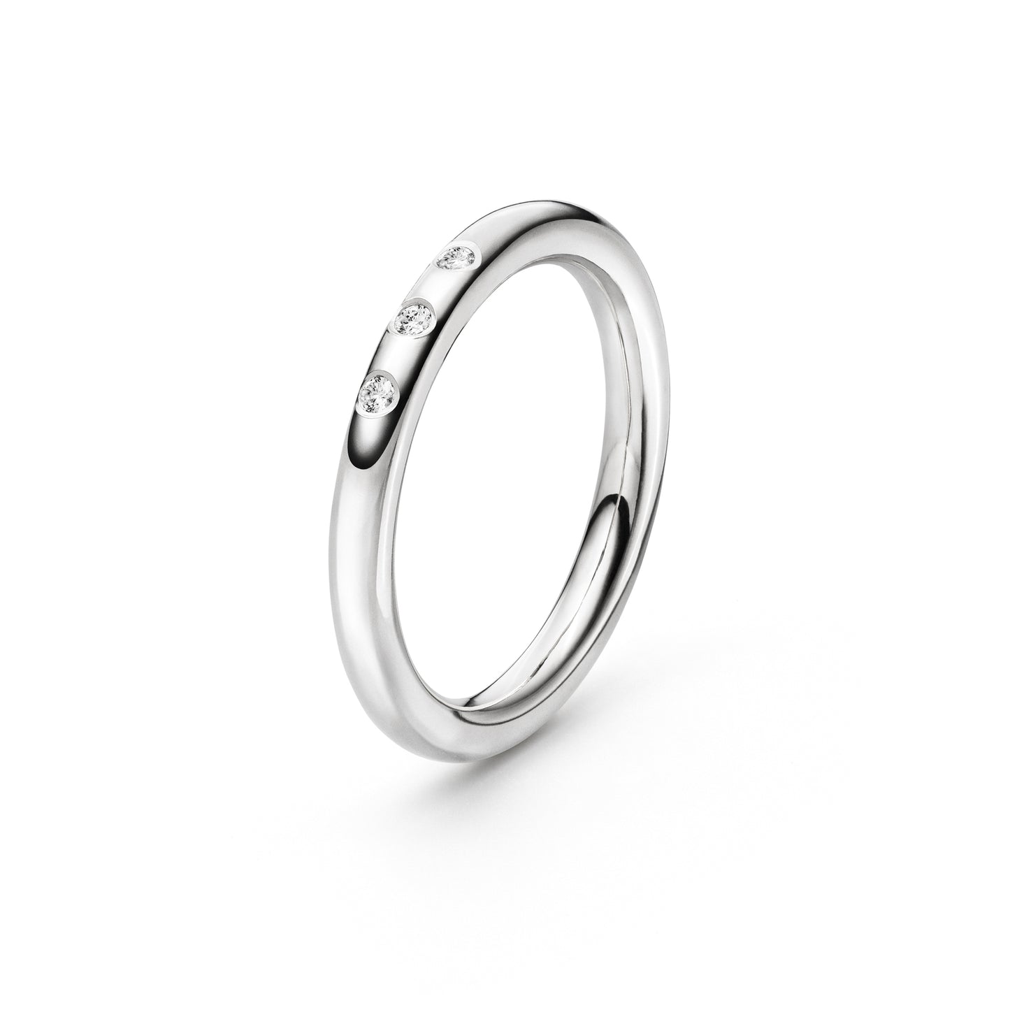 Runder Goldring mit ethischen Diamanten aus Fairtrade Gold in 750 Weissgold