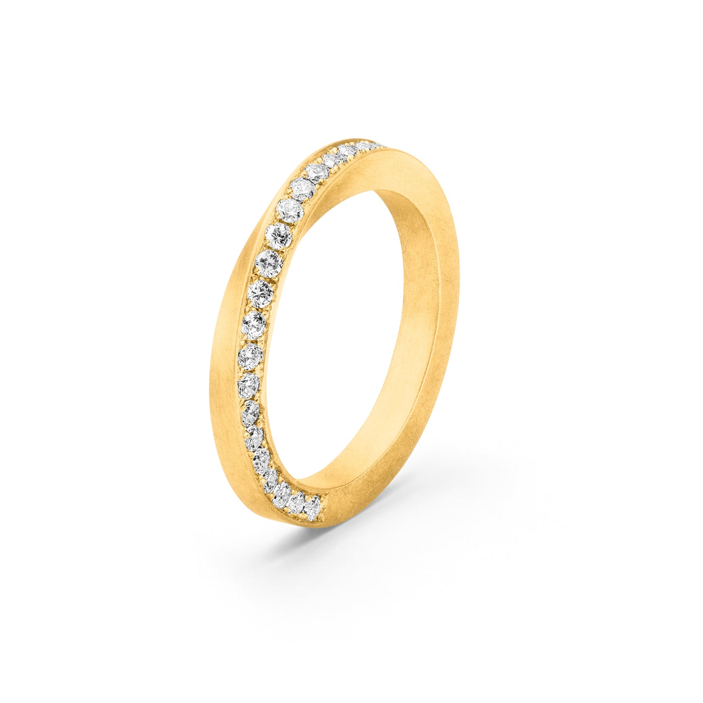 Nachhaltiger Ring Gold gedreht mit ethischen Diamanten in Gelbgold