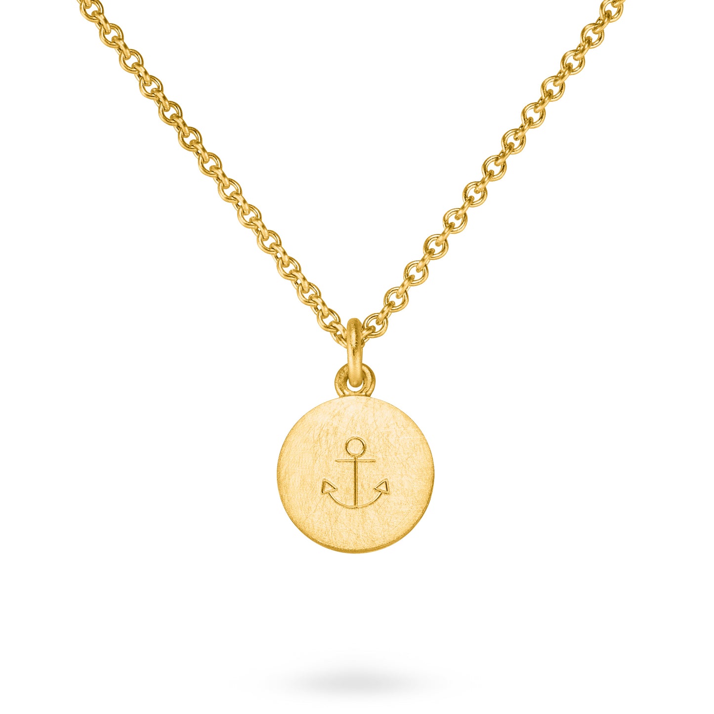 Kettenanhänger Gold aus Fairtrade Silber. Zeitlose Unisex Kette mit Anker