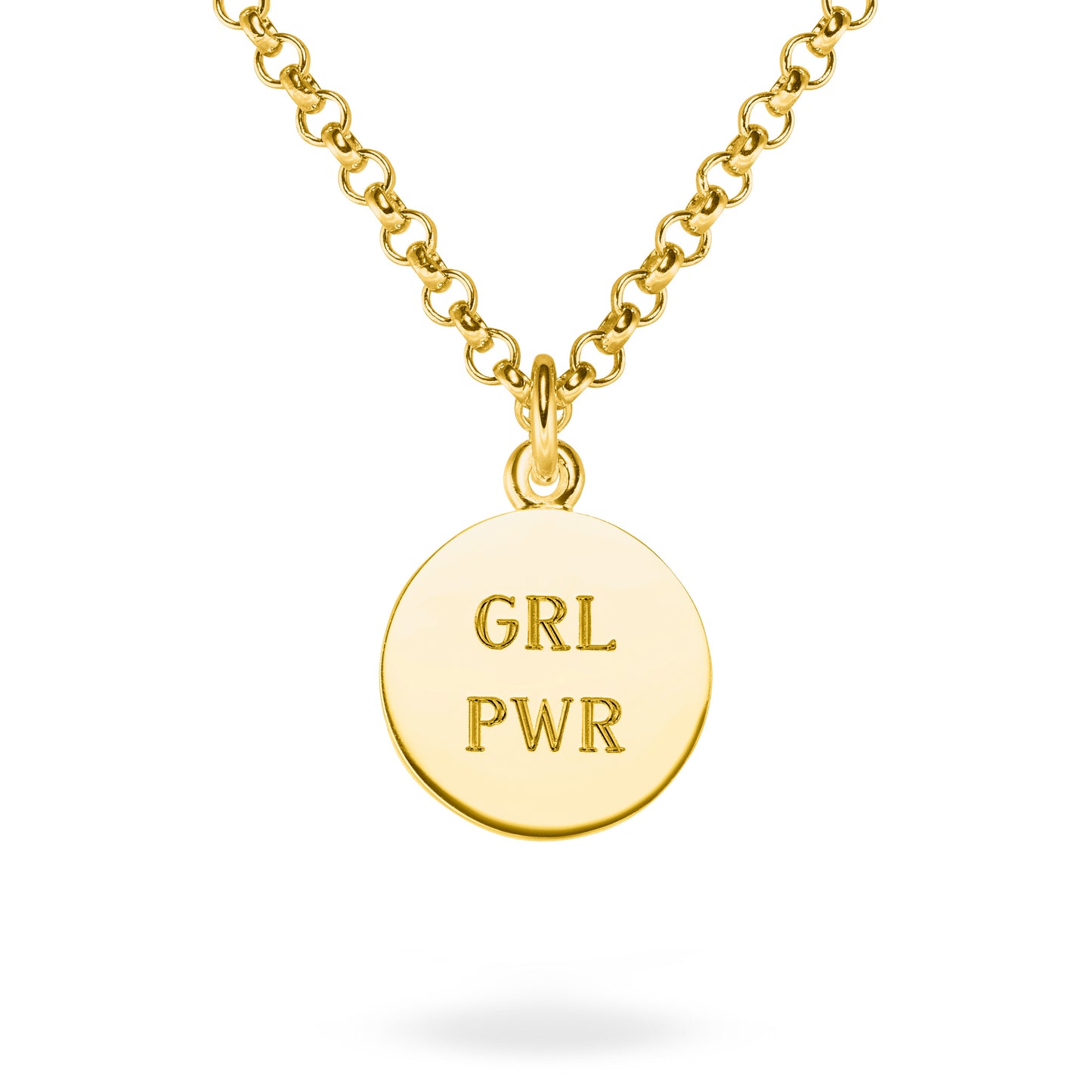 Kettenanhänger für die Frau. Grl Pwr aus Fairtrade Silber, vergoldet. Von Jan Spille-Schmuck aus Hamburg