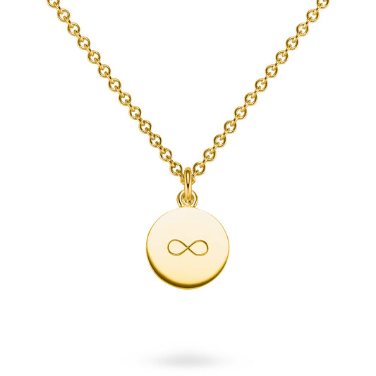 Kettenanhänger Gold Infinity. Fairtrade SIlber vergoldet. Handgefertigt in Hamburg von jan Spille Schmuck