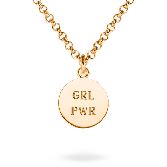 Kettenanhänger für die Frau. Girl Power aus Fairtrade Silber, vergoldet. Von Jan Spille-Schmuck aus Hamburg