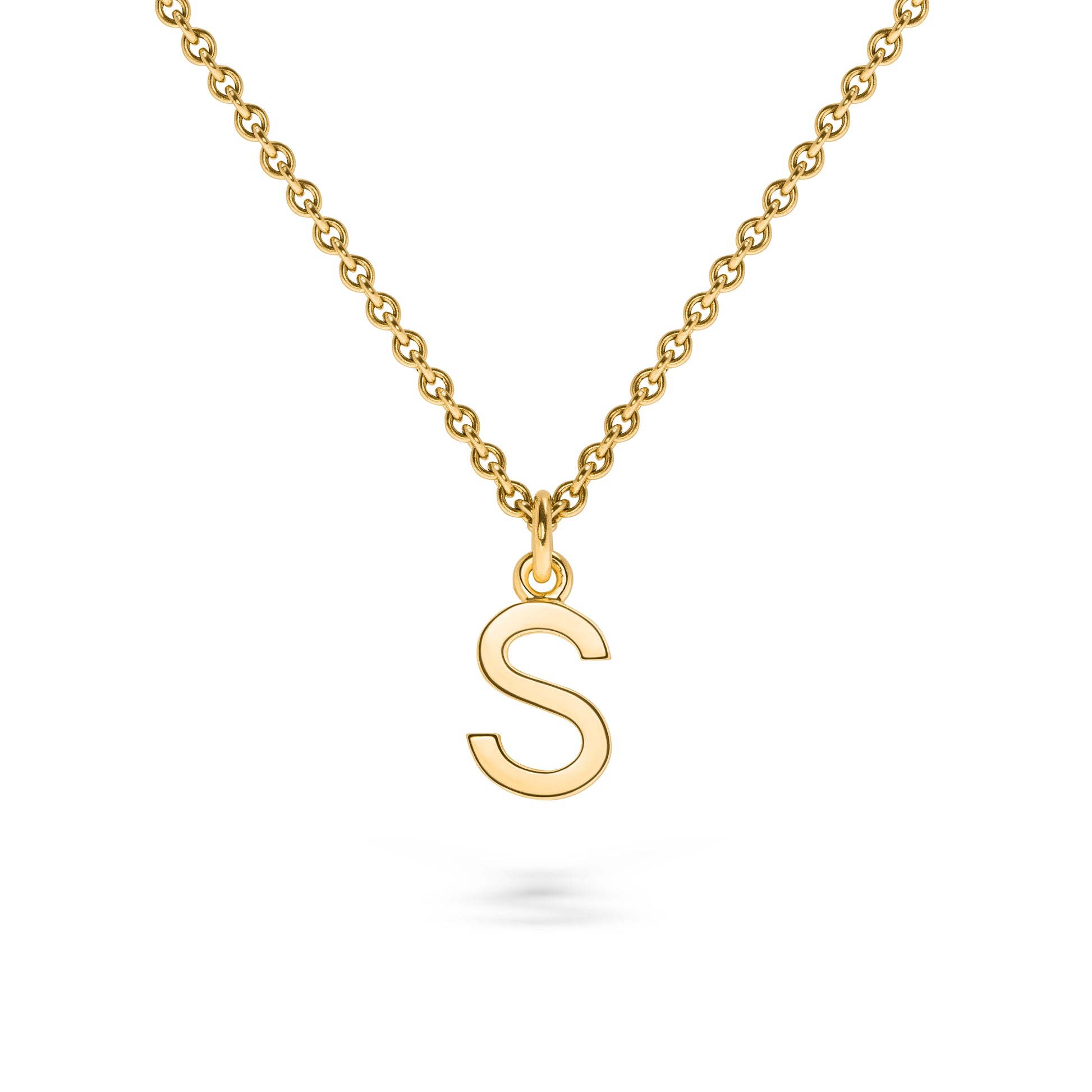 Buchstabenkette aus Gelbgold, echtgold & handgefertigt. Fairer Schmuck von Jan Spill
