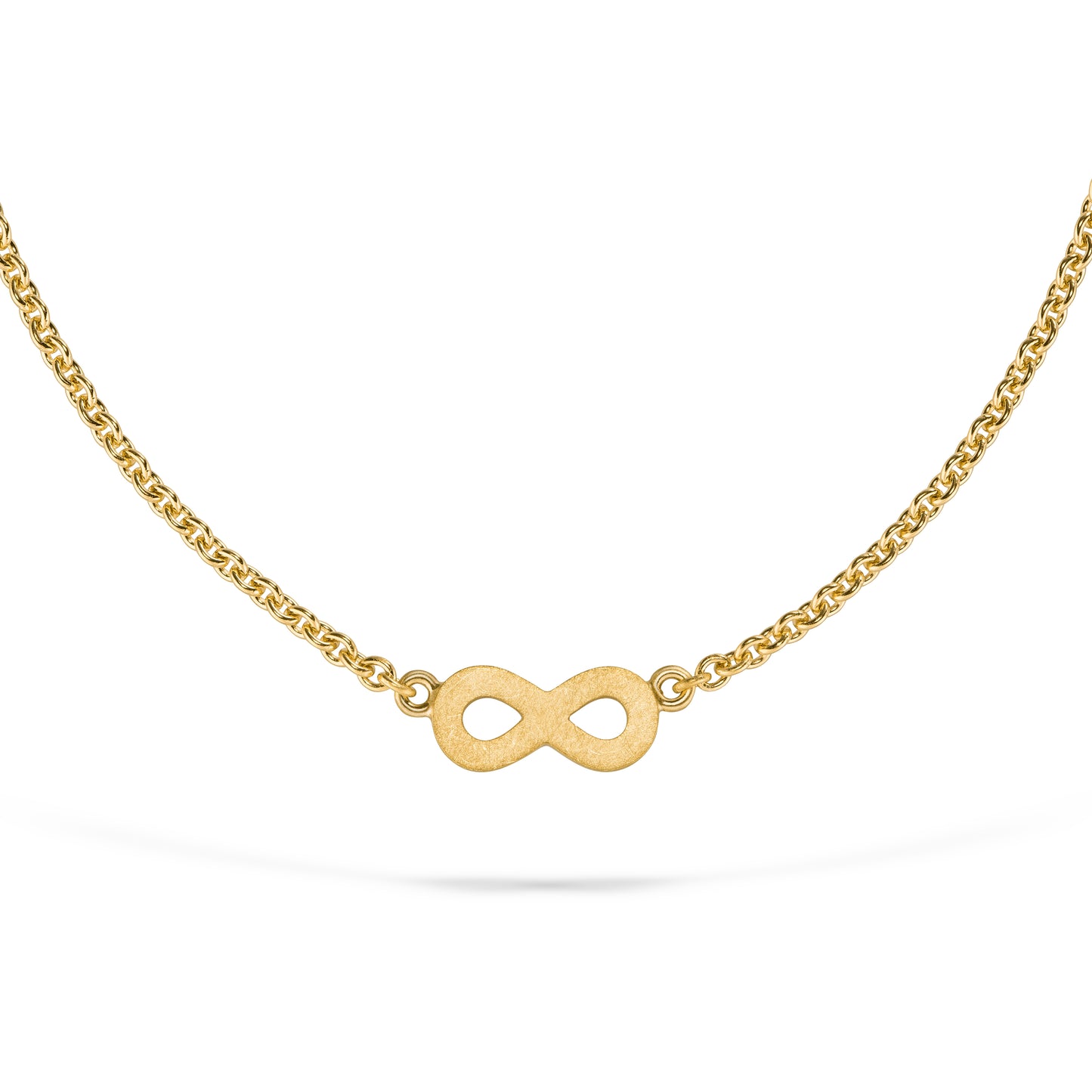 Handgefertigter Yogaschmuck Infinity Kettenanhänger aus Gelbgold – faires Gold, stilvoll & hochwertig.
