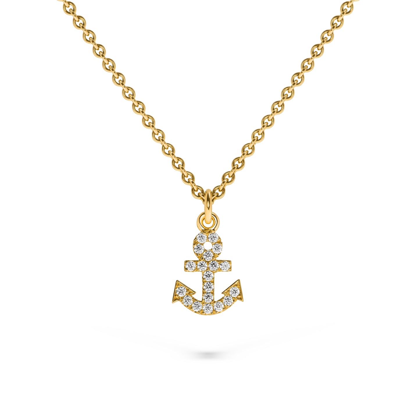 Words & Letters-Anhänger No.1 Anker kette mit Diamanten aus Gelbgold, handgefertigt in Hamburg von Jan Spille. Nachhaltiger Echtschmuck aus fairem Gold