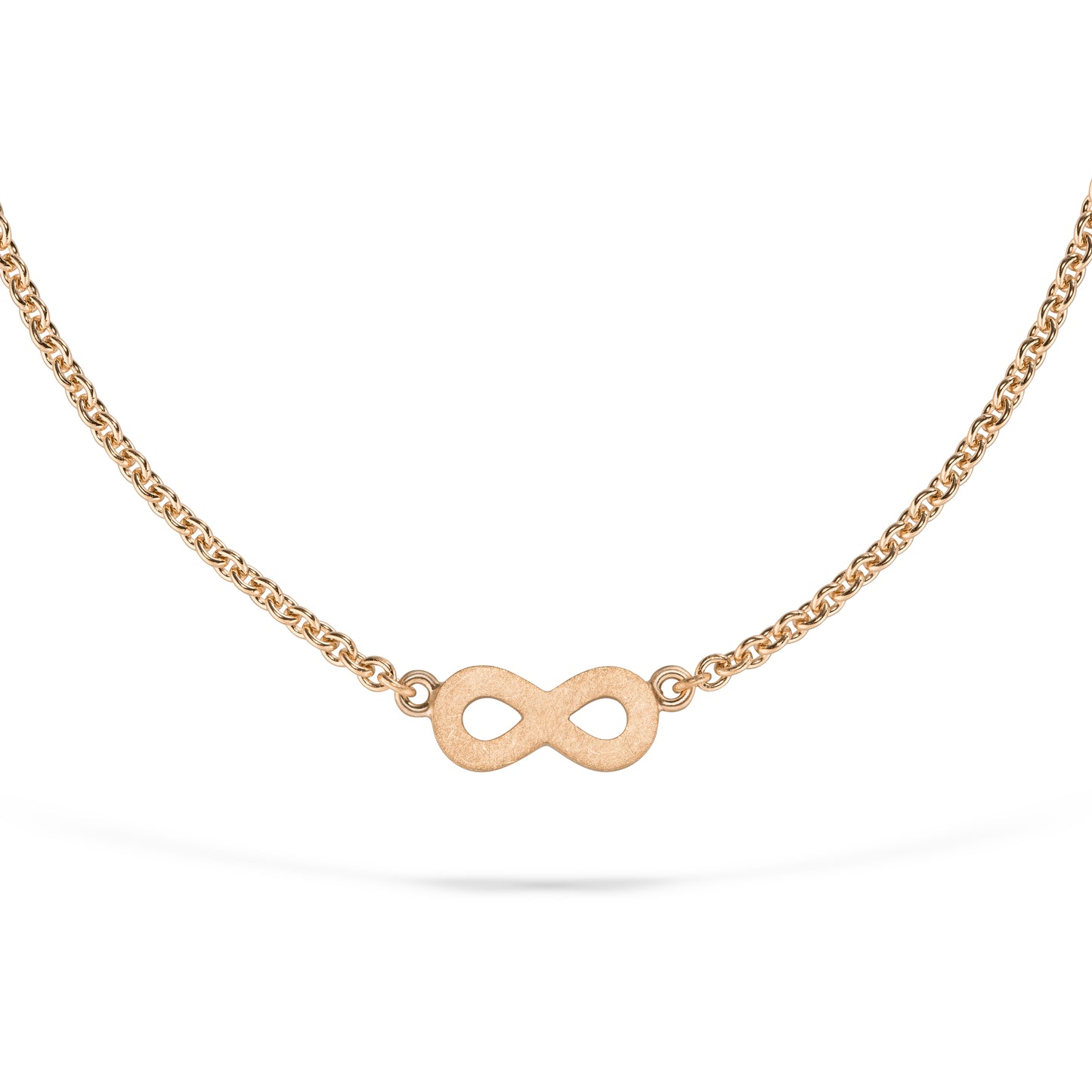 Nachhaltiger Words & Letters-Anhänger No.1. Unednlichkeitzeichen aus Roségold, echtgold & handgefertigt. Fairer Schmuck von Jan Spille
