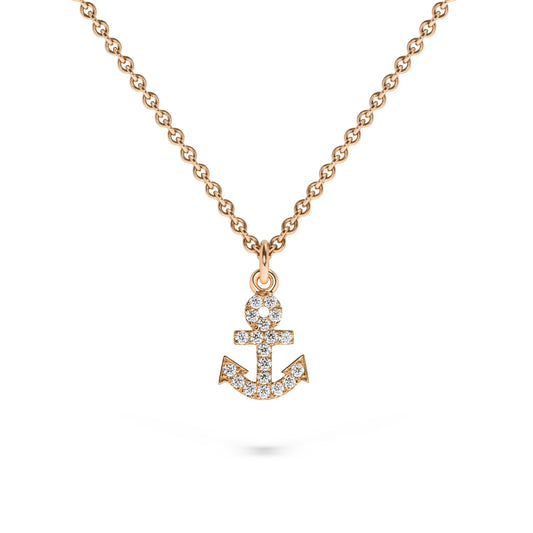 Nachhaltiger Words & Letters-Anhänger No.1 // Anker // Diamanten aus Roségold, echtgold & handgefertigt. Fairer Schmuck von Jan Spille