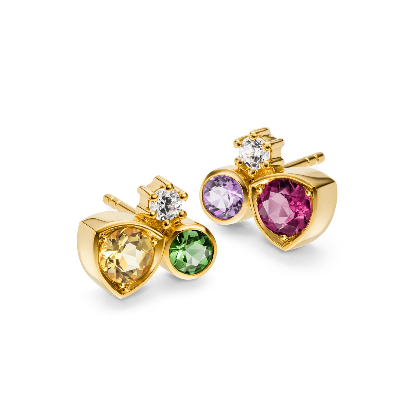 Zarte und fair gehandelte goldene ohrstecker mit stein der Diversity-Collection. Handgefertigt in Hambugr