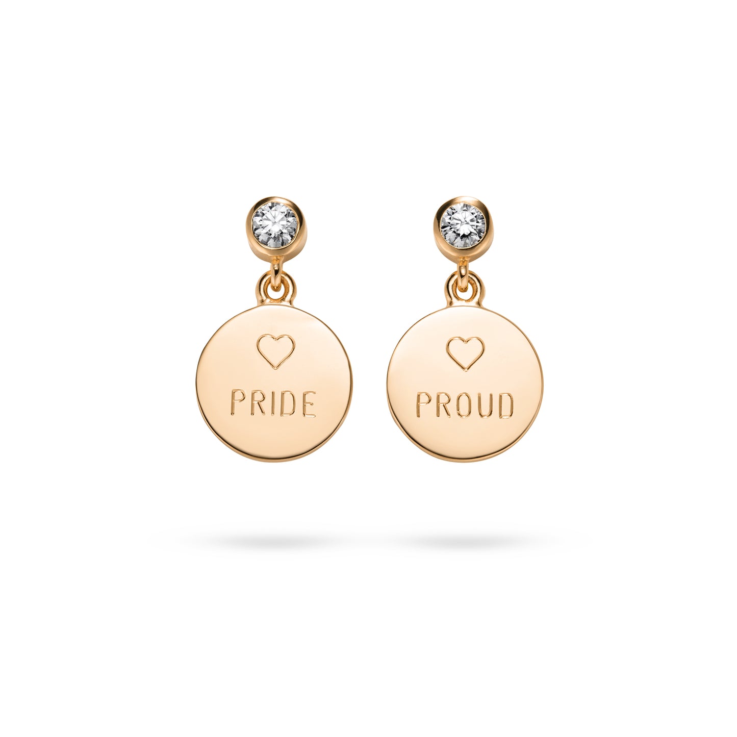 Ohrhänger Roségold mit Herzgravur & Diamant – fairer Pride-Schmuck von Jan Spille