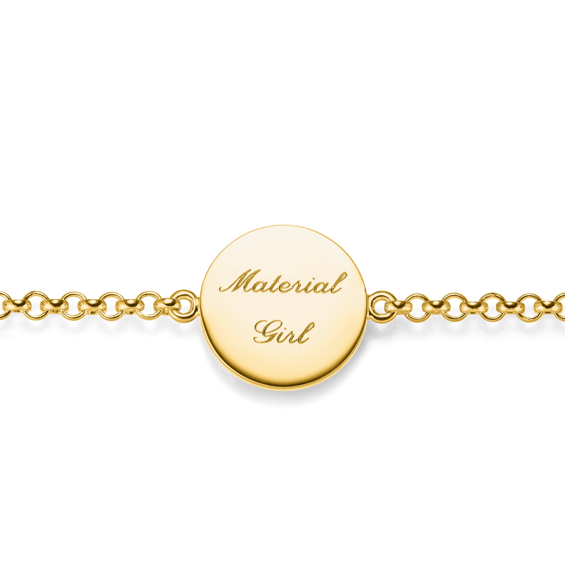 Armband für Damen mit Material Girl Gravur in Gold von Jan Spille