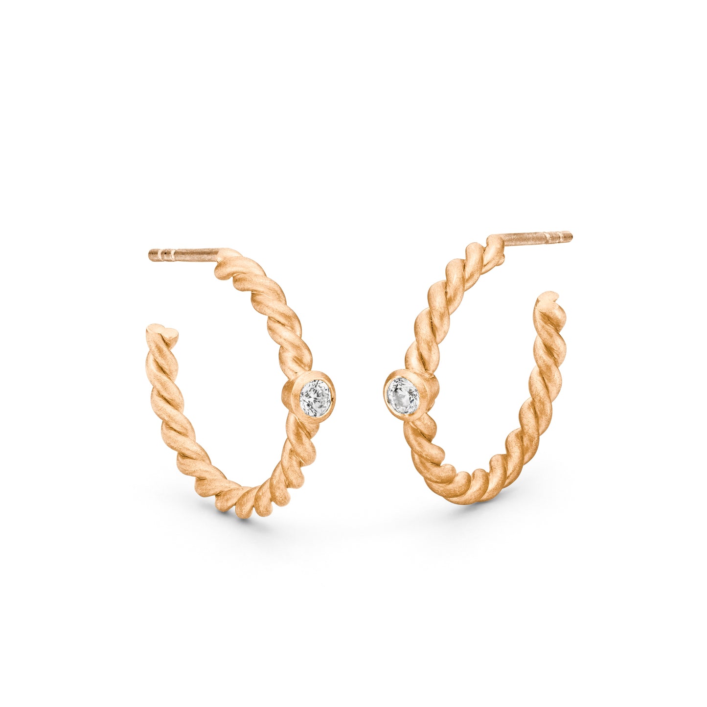 rosé gold ohrringe mit diamant creolen kordel design jan spille fairtrade gold