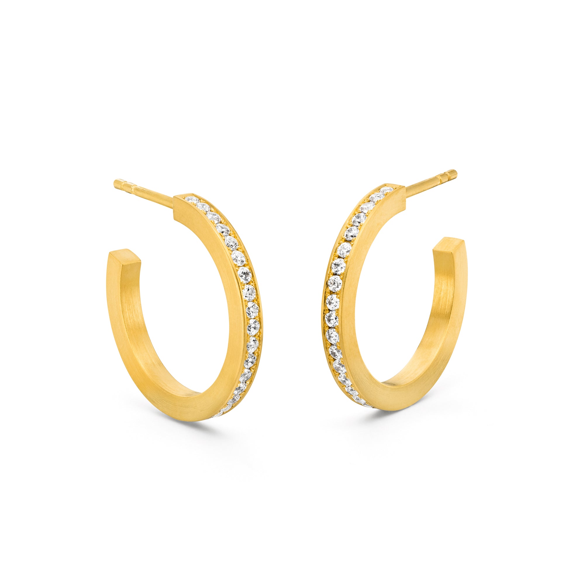 Pavé Creolen mit ethischen weissen diamanten in 750 kt Gelbgold Fairmined Eco