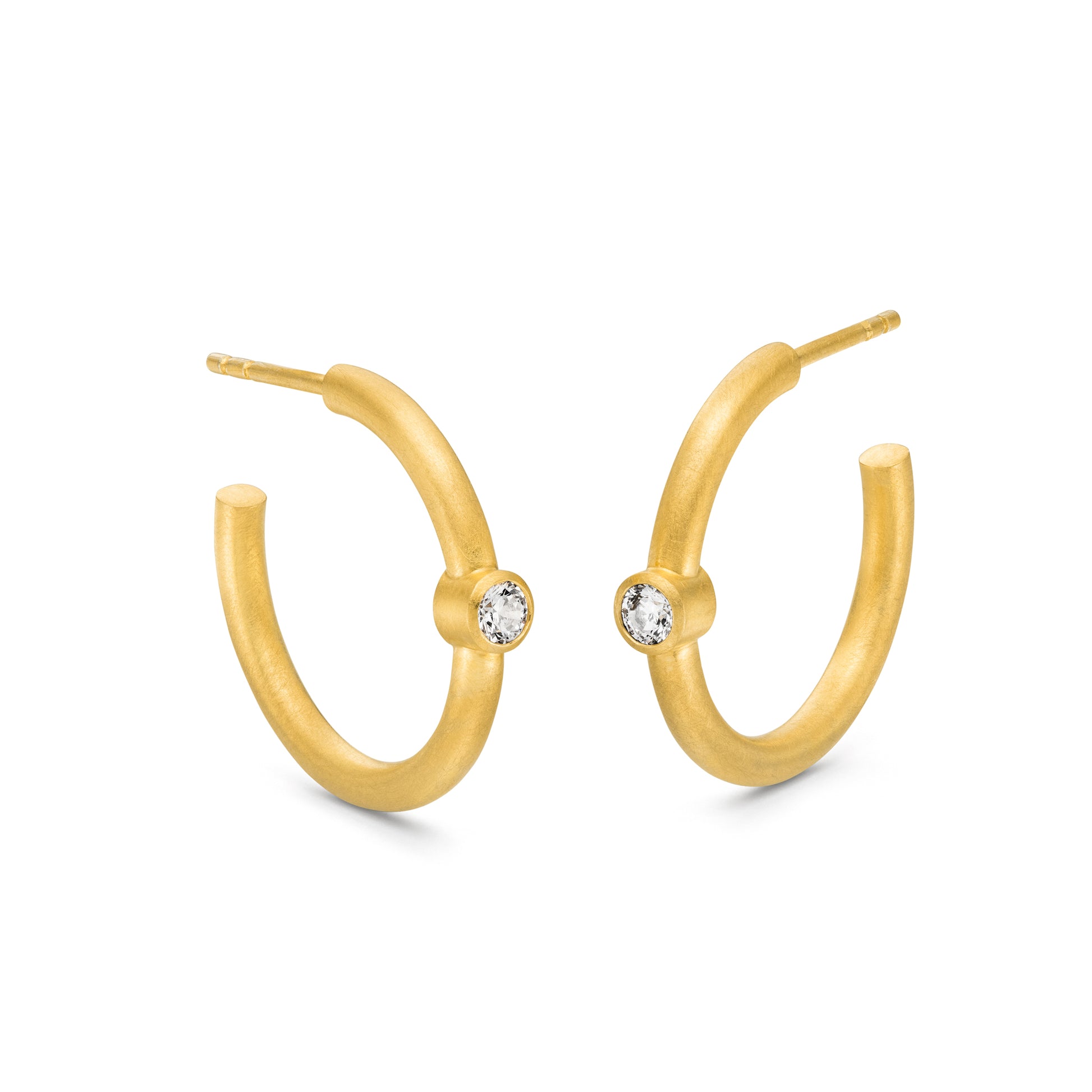 Creolen mit Diamant in 18 kt Gelbgold