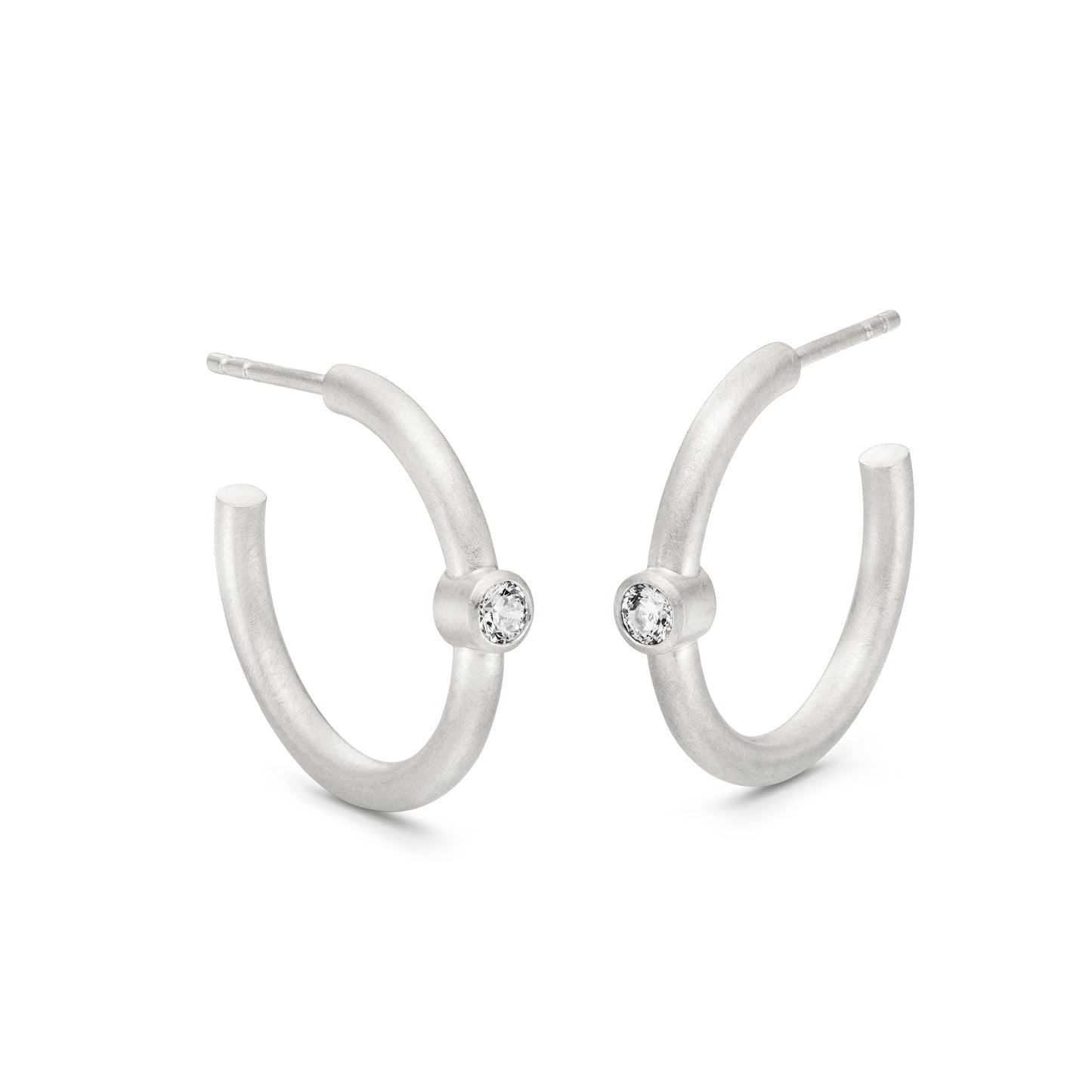 Creolen mit Diamant in 18 kt Weissgold