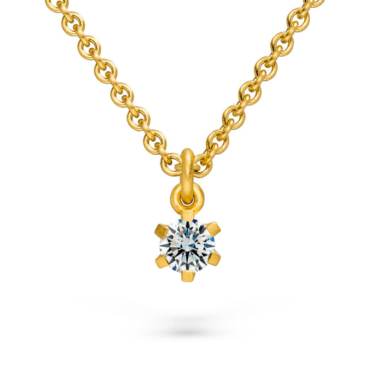 Zeitloser Kettenanhänger aus Echtgold und ein konfliktfreier Diamant Gelbgold