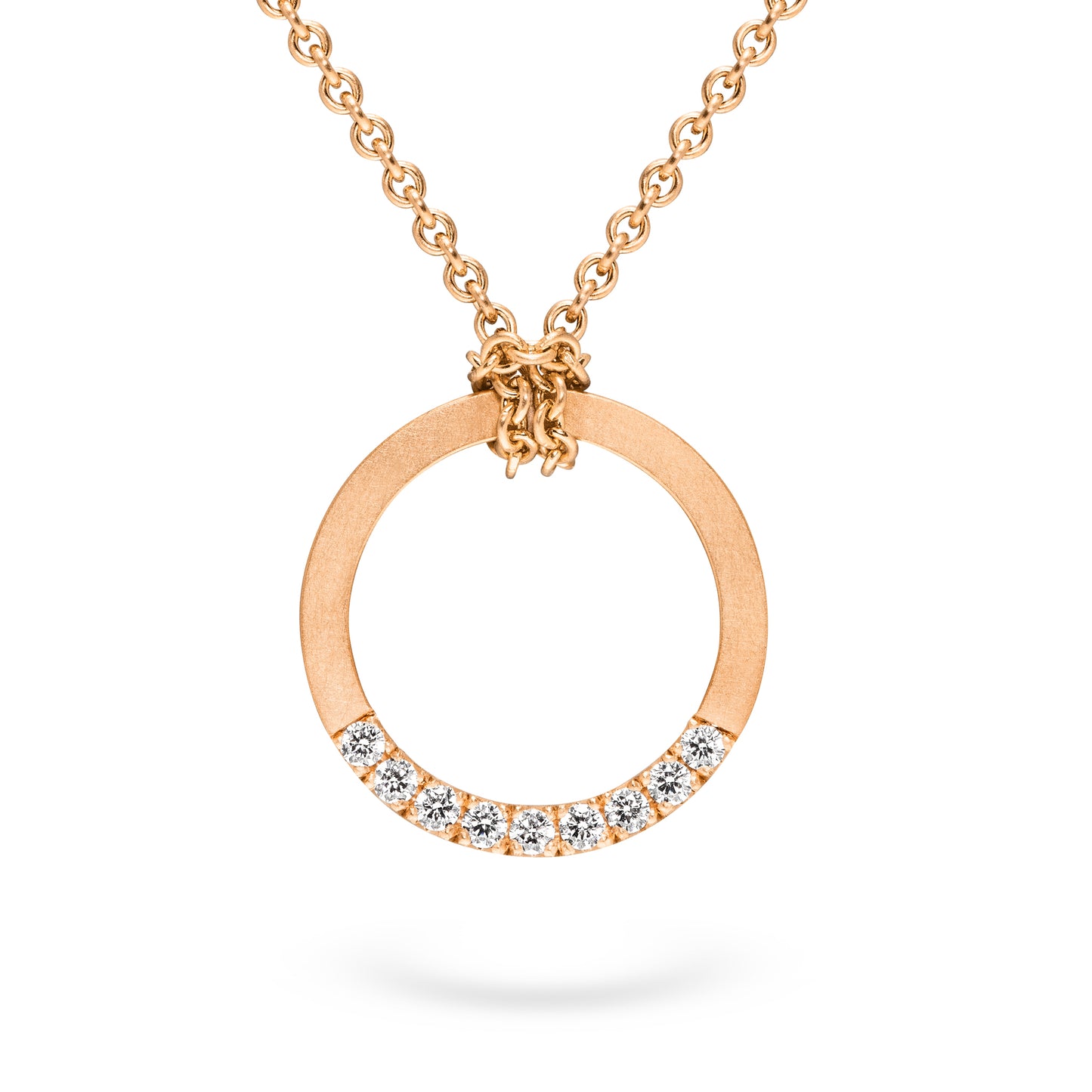 Kettenanhänger in Roségold und Diamanten der Fischgrät-Kollektion aus Fairtrade Gold von Jan Spille Schmuck