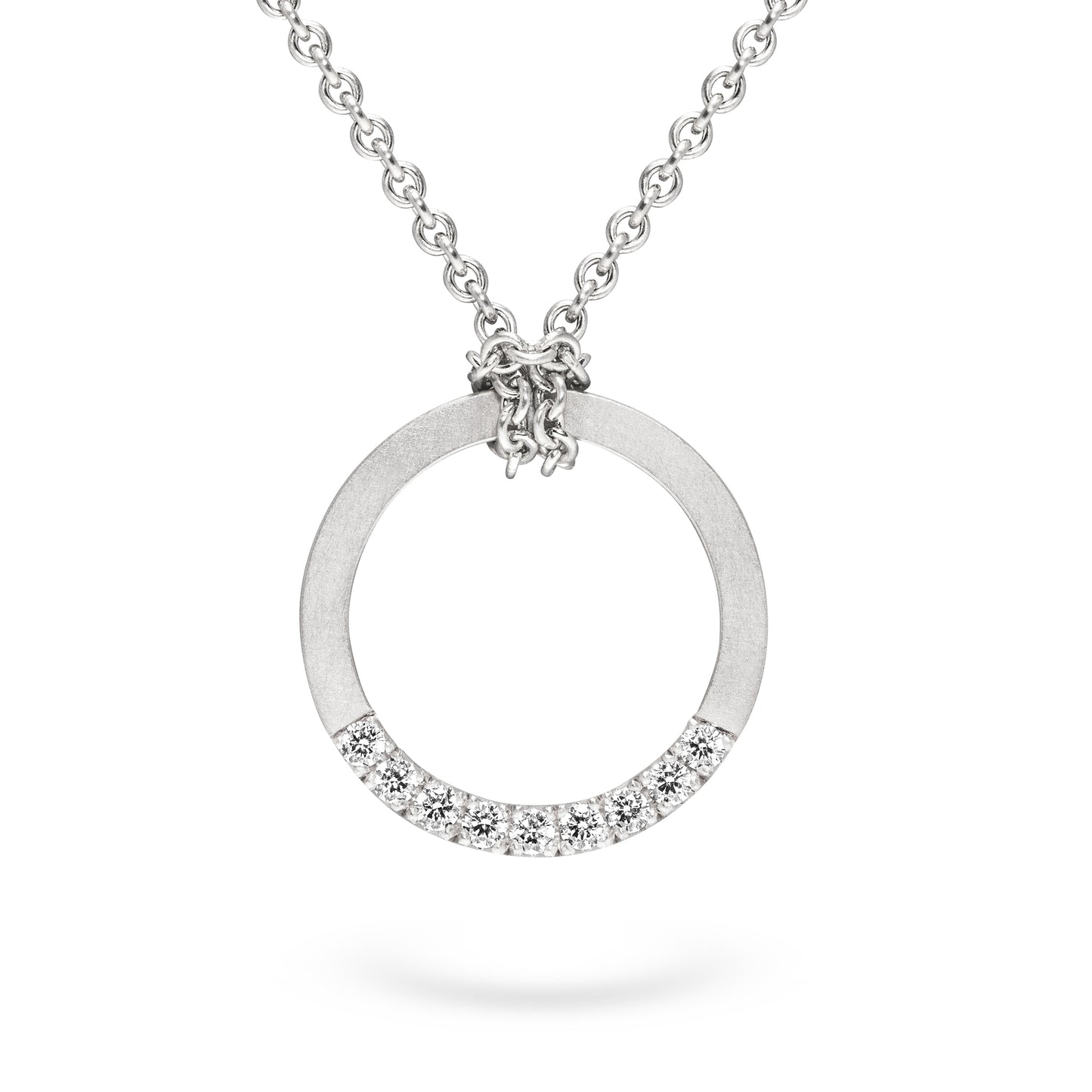 Anhänger mit Kette und Diamanten der Fischgrät-Kollektion Weißgold aus Fairtrade Gold