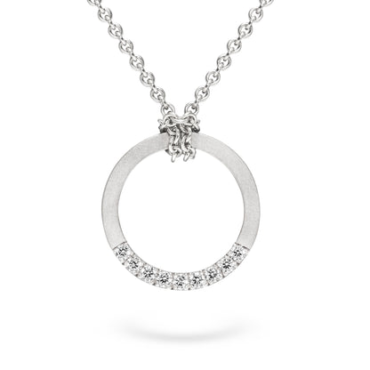 Anhänger mit Kette und Diamanten der Fischgrät-Kollektion Weißgold aus Fairtrade Gold