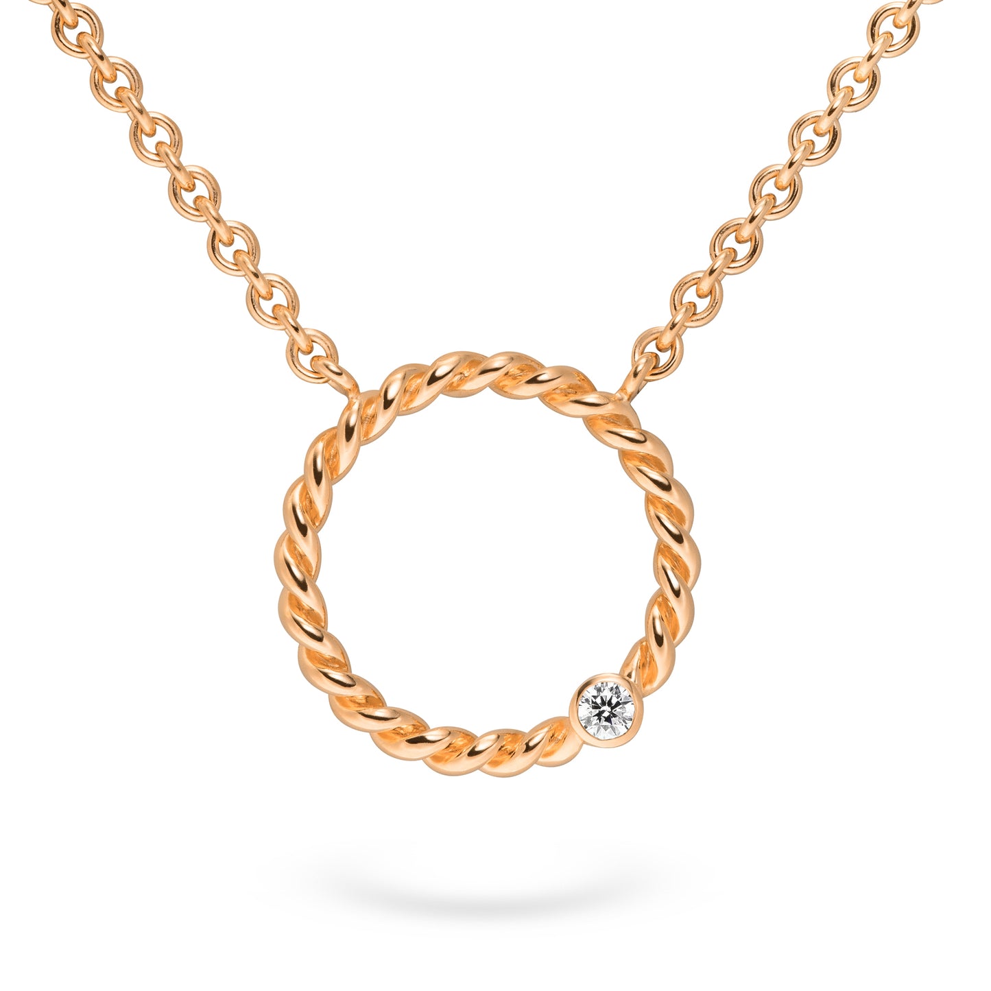verflochtener rosé goldener kette anhänger diamant ethical diamonds jan spille schmuck