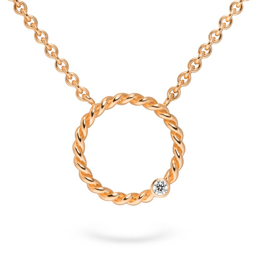 verflochtener rosé goldener kette anhänger diamant ethical diamonds jan spille schmuck