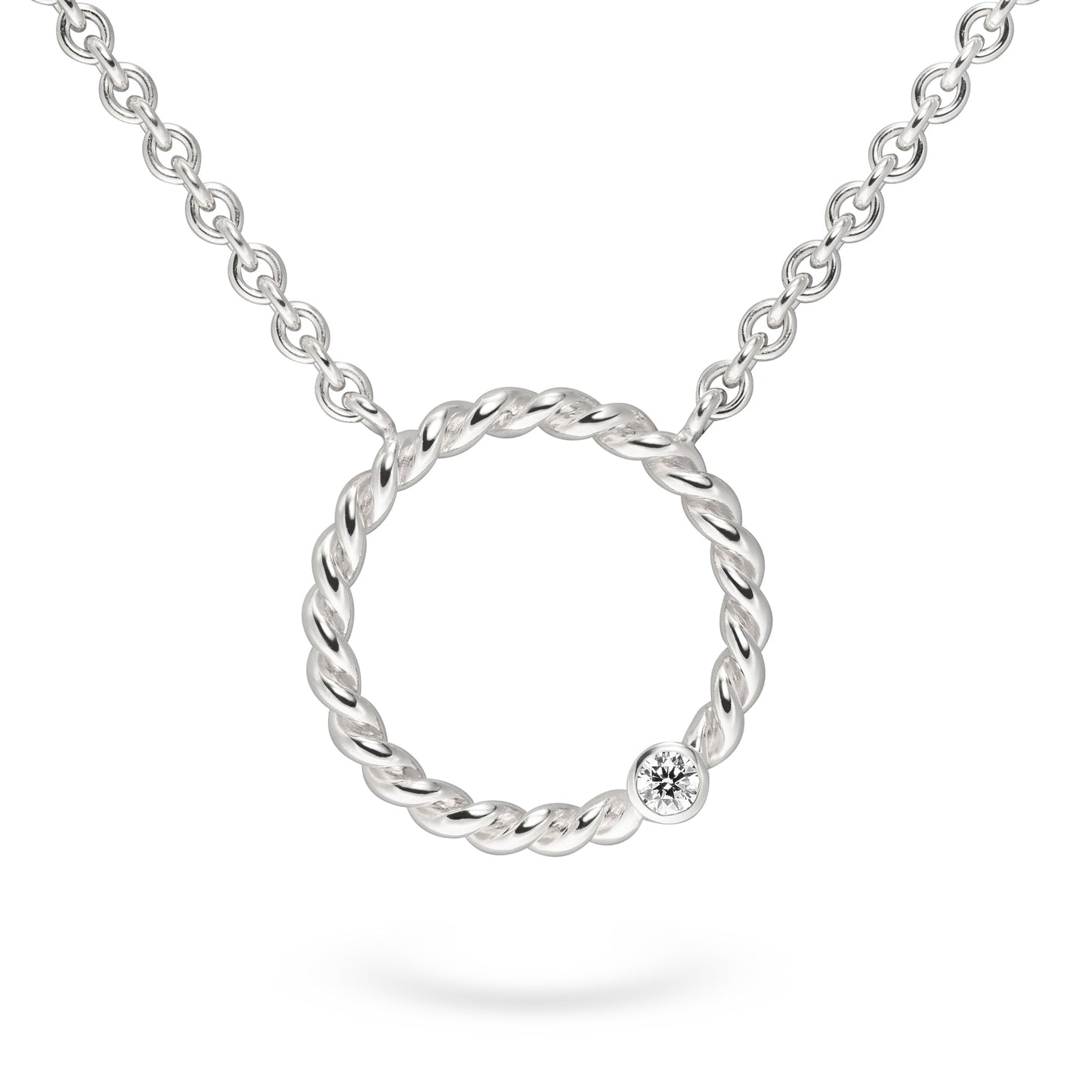verflochtener weißgoldener kette anhänger diamant ethical diamonds jan spille
